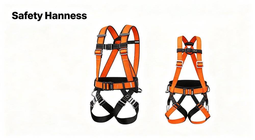 Fall protection safety harnesses full body and sit types in orange black, EN 361 certified harnesses for high angle rescue Fall protection safety harnesses full body and sit types in orange black, EN 361 certified harnesses for high angle rescue