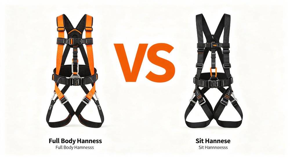 VS comparison full body safety harness versus sit harness, which harness is better for high angle rope rescue VS comparison full body safety harness versus sit harness, which harness is better for high angle rope rescue