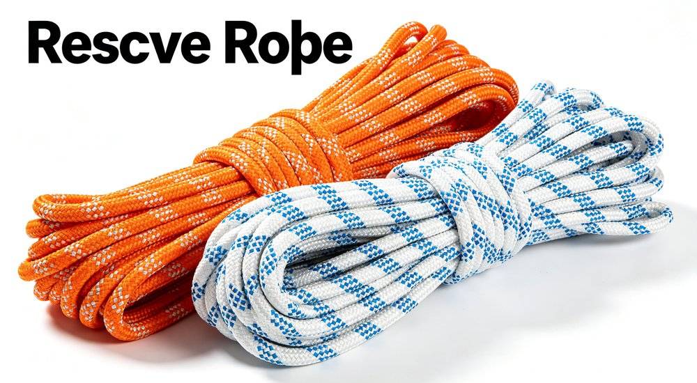 Static rescue climbing ropes in orange blue white colors, 10mm 12mm diameter ropes for mountain flood technical rescue