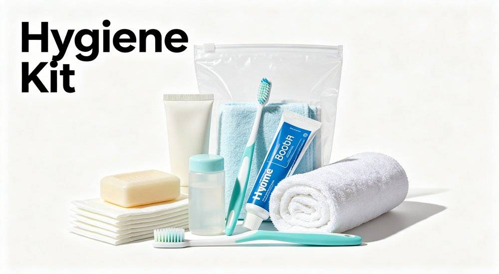 Complete emergency hygiene kit with toothbrush soap towel sanitary supplies, personal hygiene supplies for disaster relief Complete emergency hygiene kit with toothbrush soap towel sanitary supplies, personal hygiene supplies for disaster relief