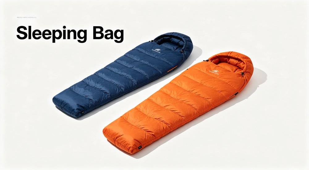 Cold weather mummy style sleeping bags in navy blue and orange, 0 degree sleeping bags for high altitude emergency relief