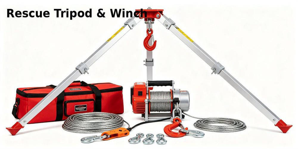 Rescue tripod winch system white for breaching lifting rescue tools procurement and institutional supply planning Rescue tripod winch system white for breaching lifting rescue tools procurement and institutional supply planning