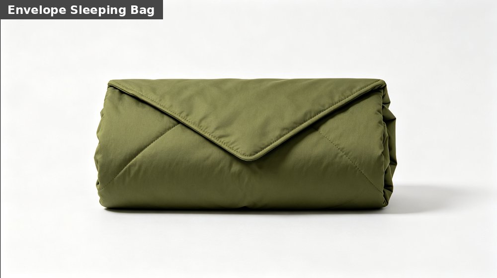 Field training supply image showing olive envelope sleeping bag white background for government training camps, duty rotations and bulk procurement planning