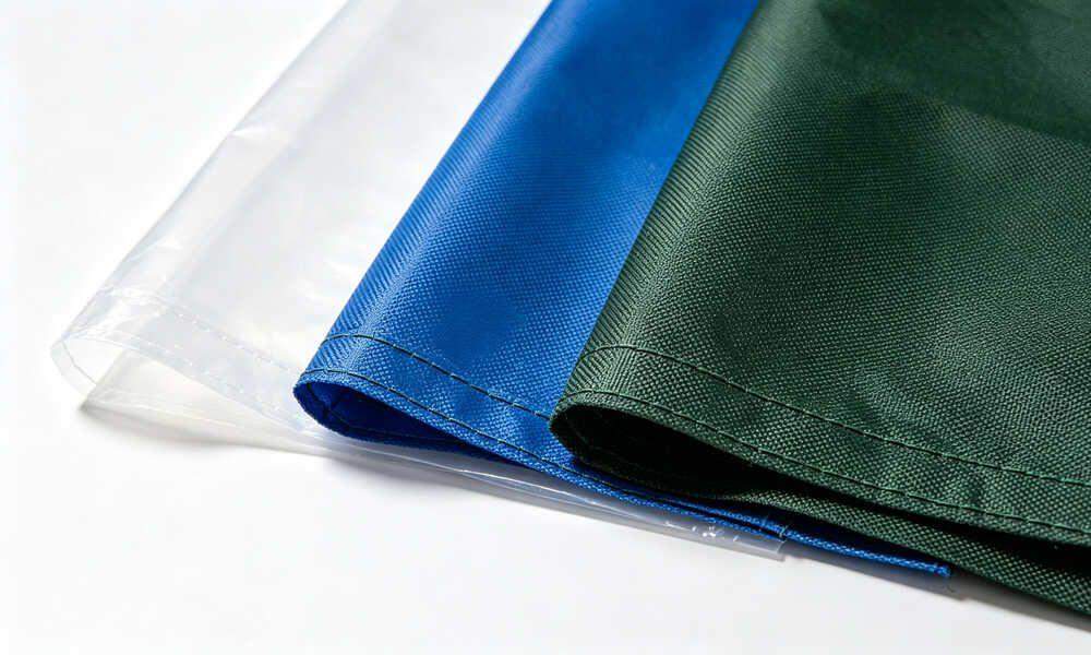 Three emergency tent fabric types comparison: PE polyethylene, Oxford cloth, PVC laminated waterproof