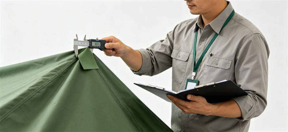 Factory quality control check for relief tent production