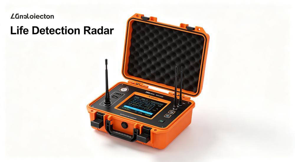 Life detection radar equipment for search and rescue operations on white background