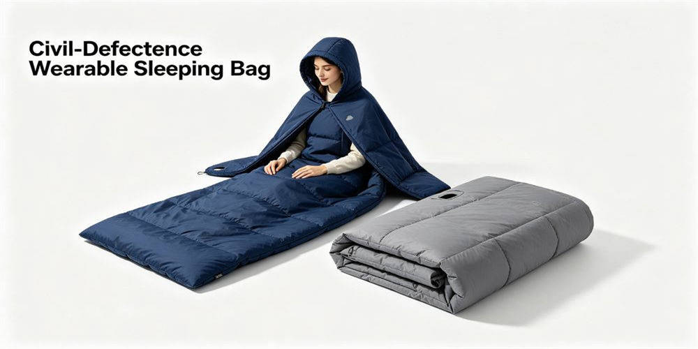 Emergency thermal textiles in use during disaster relief operation with blankets and sleeping bags