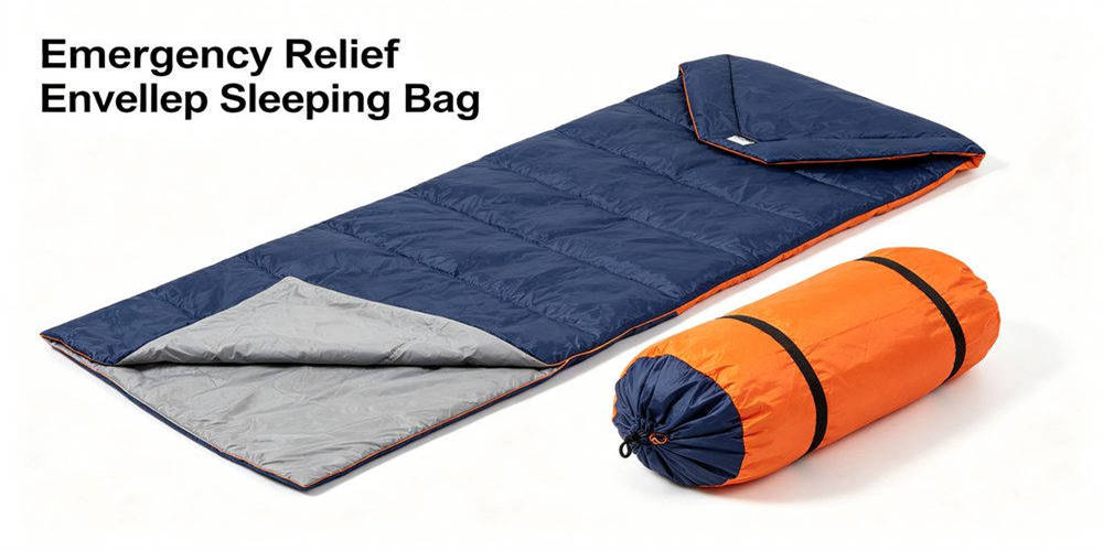 Emergency relief envelope sleeping bag for temporary shelter and disaster response
