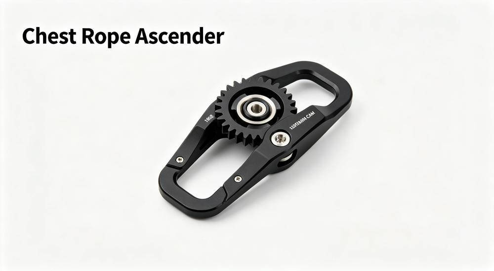 Chest rope ascender for rope climbing and rescue ascending systems on white background Chest rope ascender for rope climbing and rescue ascending systems on white background