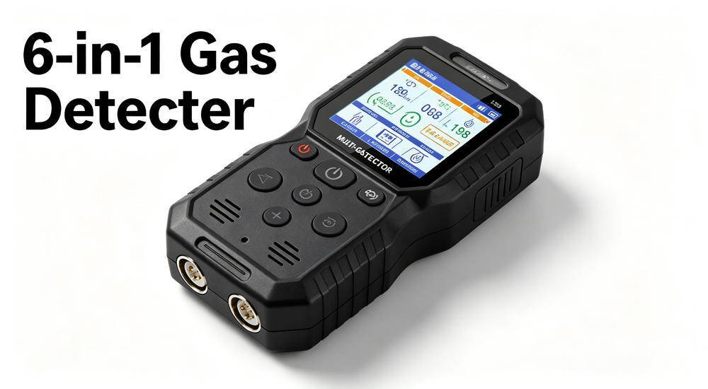 6-in-1 multi-gas detector for custom configuration and OEM rescue equipment on white background