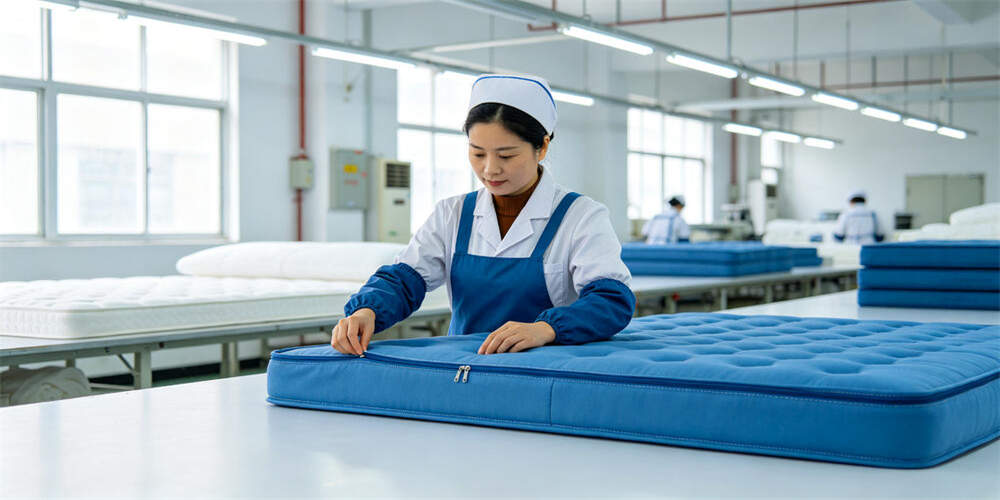 hospital waterproof mattress factory qc zipper inspection chinese worker YRF textile China manufactu