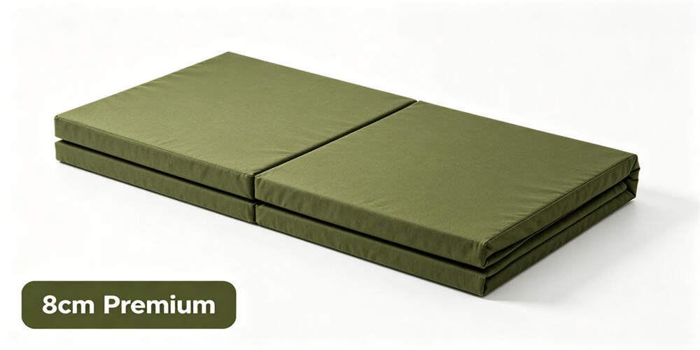 military foldable mattress product white background olive green 8cm side YRF textile China manufactu