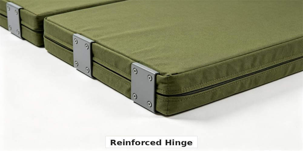 military foldable mattress detail reinforced metal hinge YRF textile China manufacturer wholesale