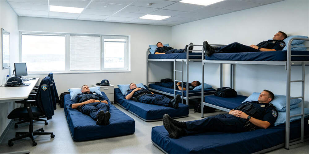 military foldable mattress application police rest area navy blue YRF textile China manufacturer wholesal