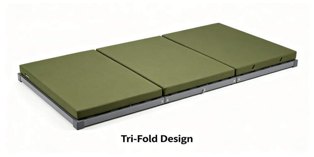 military foldable mattress feature tri fold design olive green YRF textile China manufacturer wholes