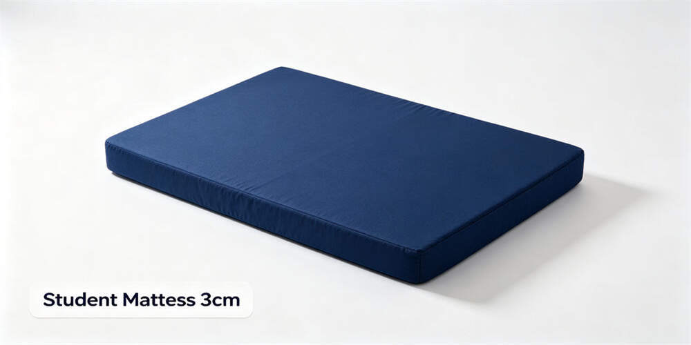 school dormitory thin mattress product white background navy blue 3cm polyester fiber front YRF