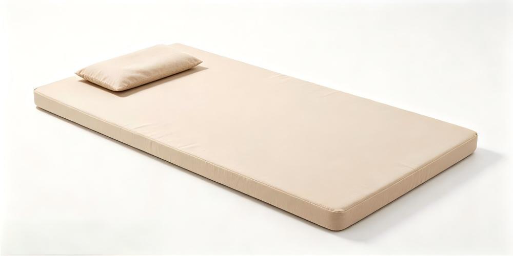 school dormitory thin mattress product white background beige 5cm premium front YRF textile China manufact