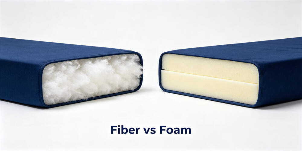 school dormitory thin mattress inner core comparison polyester fiber vs foam cross section YRF