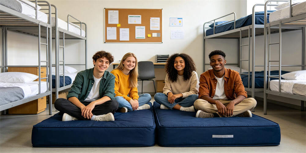 school dormitory thin mattress feature student satisfaction foreign student smile YRF textile China 
