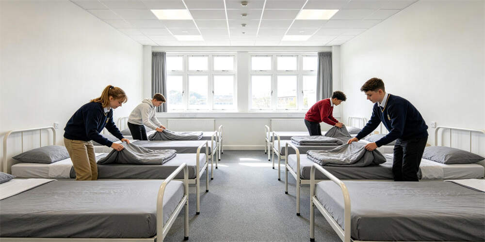 school dormitory thin mattress application boarding school making bed foreign students YRF