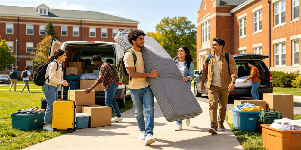 school dormitory thin mattress application new student move in carrying gray mattress YRF textile China