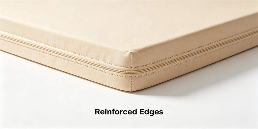 school dormitory thin mattress detail piping reinforced stitching beige YRF textile China manufacture