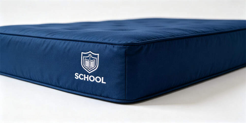 school dormitory thin mattress customization logo embroidery navy blue YRF textile China manufacture