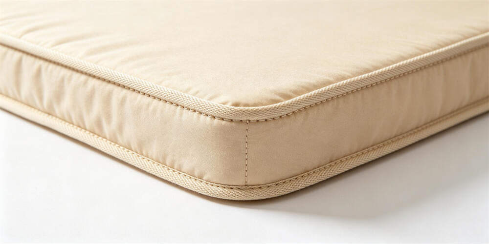 school dormitory thin mattress detail piping reinforced beige YRF textile China manufacturer wholesa