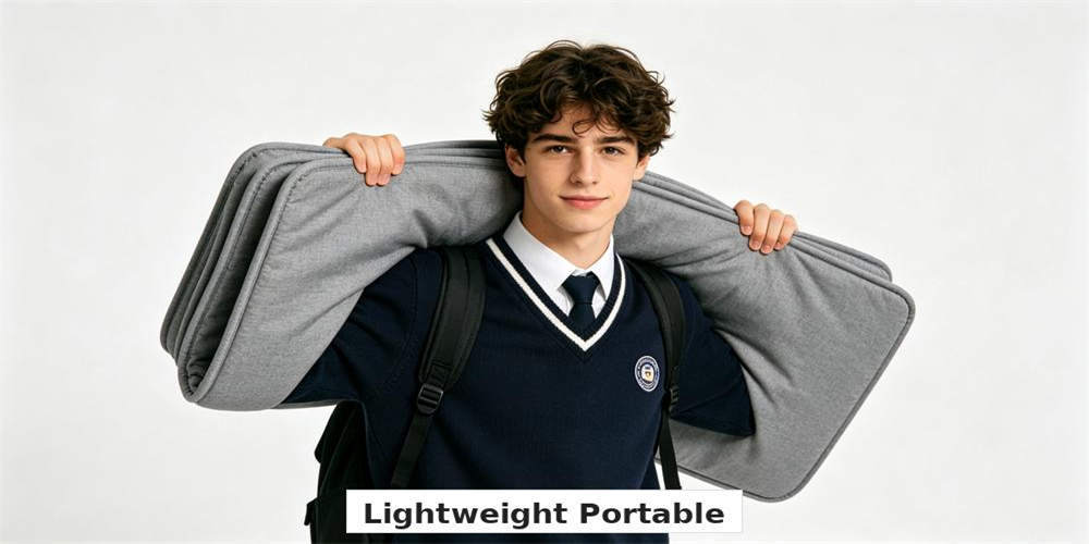 school‑dormitory‑supplies foldable portable mattress carried by person for emergency disaster relief temporary shelter dormitory accommodation