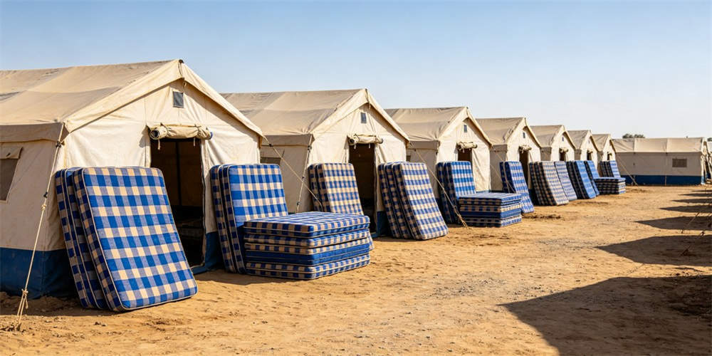 emergency relief compressed mattress application refugee camp settlement YRF textile Chinaina manufacturer
