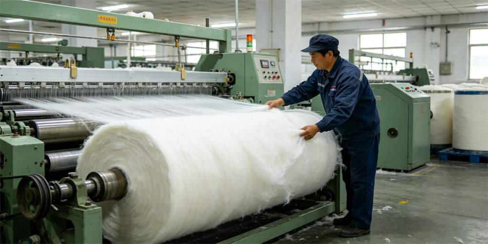 refugee camp budget mattress factory polyester fiber production chinese worker YRF textile China