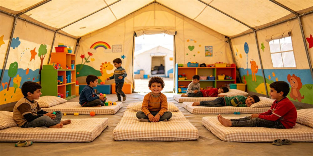 refugee camp budget mattress application refugee children camp YRF textile China manufacturer wholesales