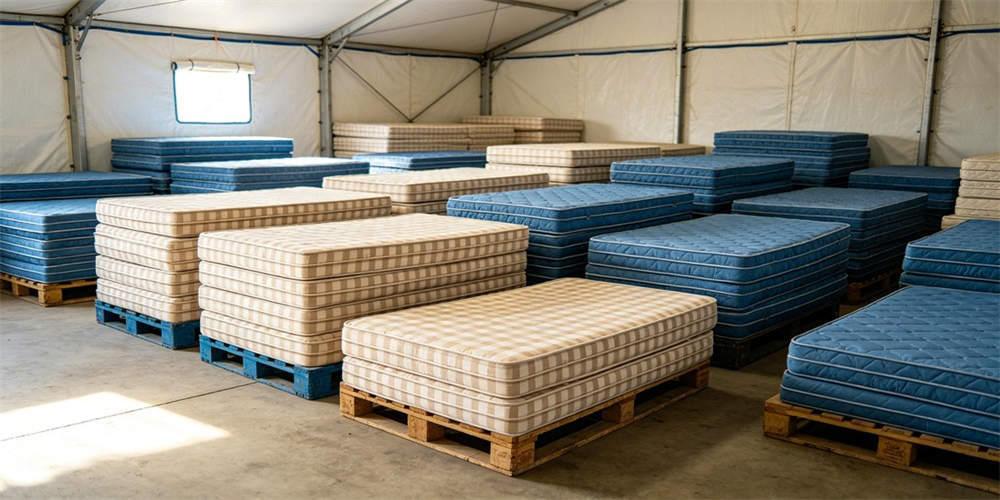 refugee camp budget mattress application camp warehouse storage YRF textile China manufacturer wholesale