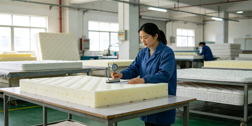 high density foam mattress factory qc inspection chinese worker YRF textile China manufacturer wholesale