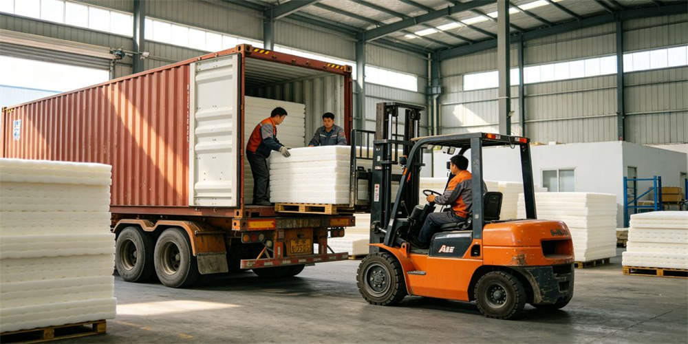 high density foam mattress logistics container loading chinese workers YRF textile China manufacture