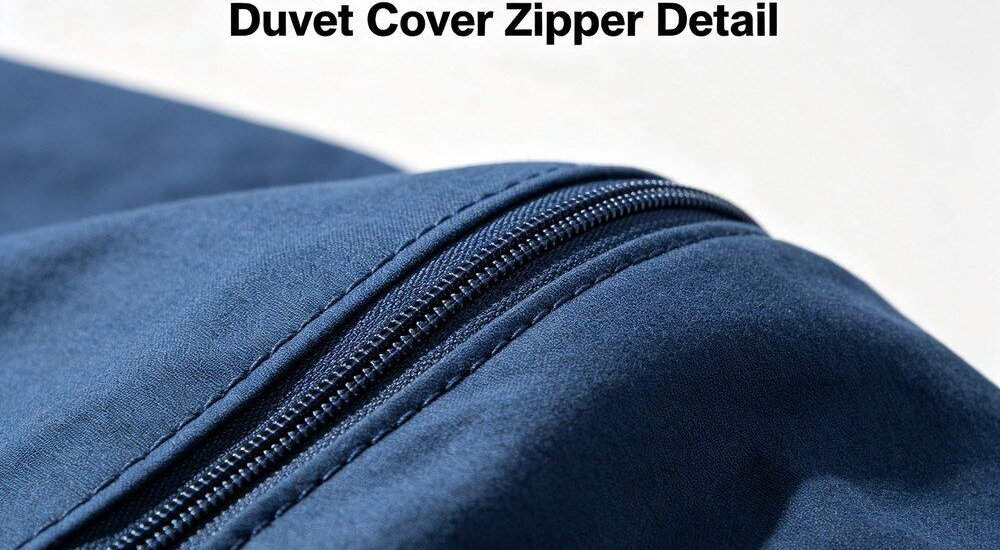 Duvet cover side zipper detail for easy removal and institutional laundry