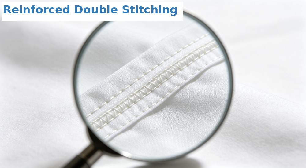 Reinforced stitching detail on hospital medical bedding for durability Reinforced stitching detail on hospital medical bedding for durability