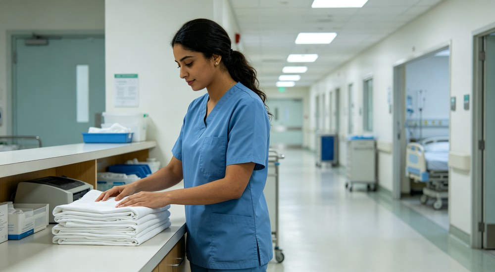 Hospital medical bedding detail view for institutional procurement Hospital medical bedding detail view for institutional procurement