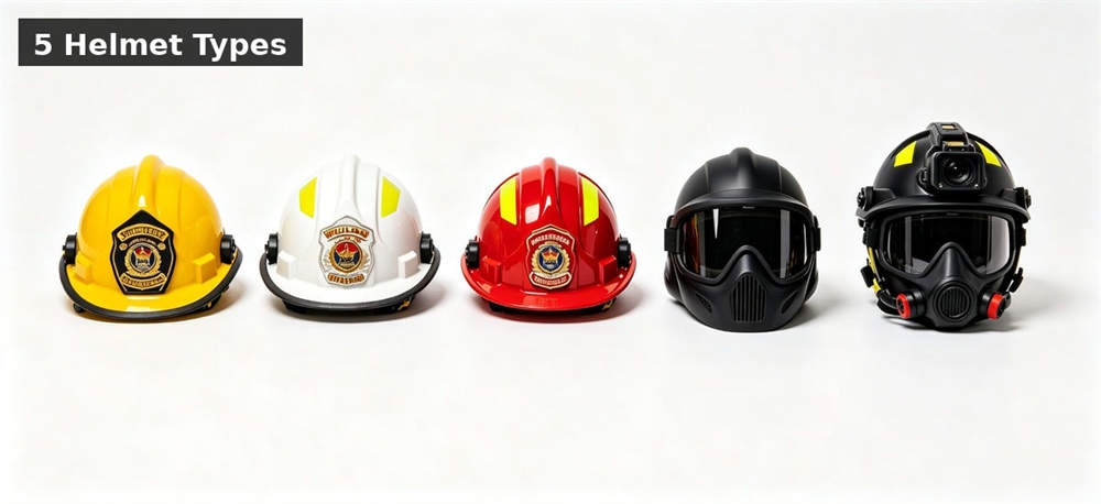 Five types fire helmets comparison for institutional procurement, inspection and supply planning