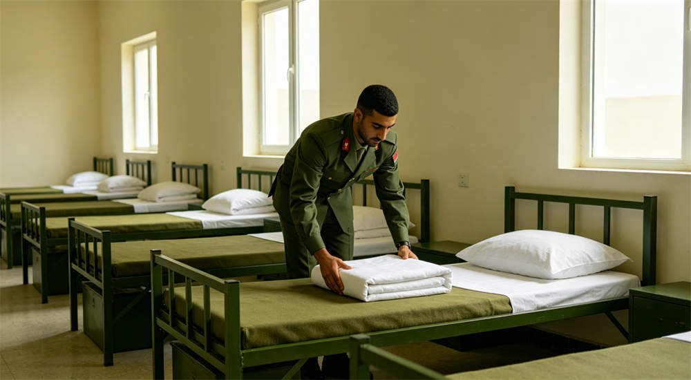 Military police bedding detail view for institutional procurement