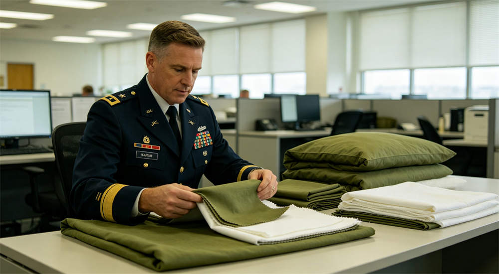 Military police bedding detail view for institutional procurement