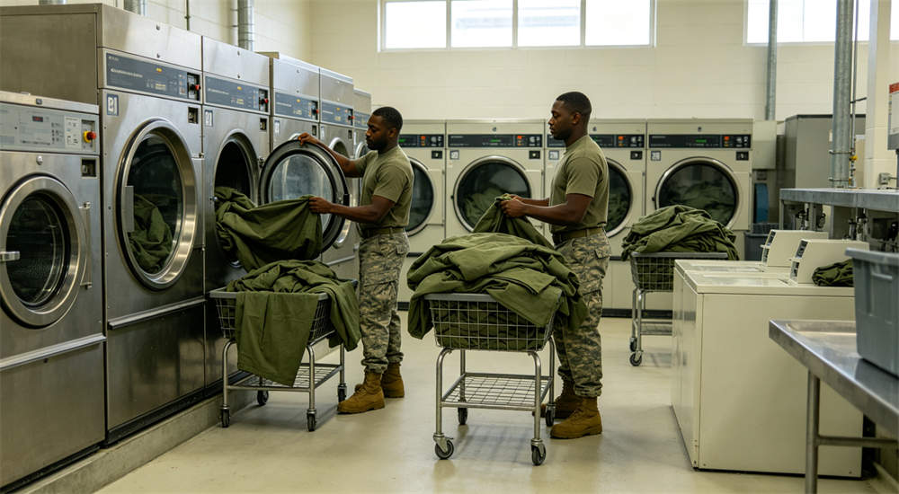Industrial washing and hygiene maintenance for military police bedding