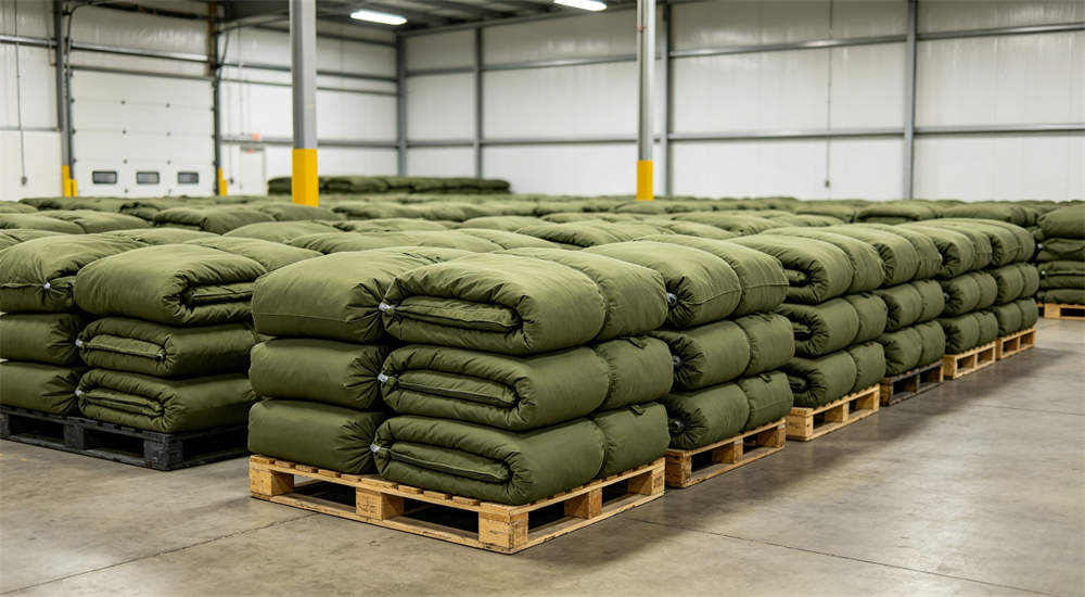Vacuum compressed packaging of military police bedding for space saving