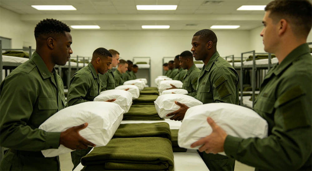 Military police bedding detail view for institutional procurement