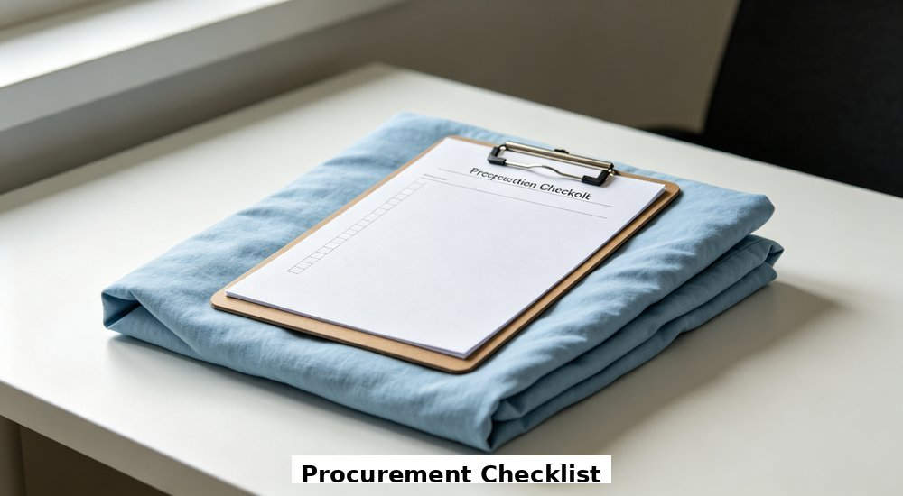 Nursing Home Bedding - Checklist Lightblue Top, bedding sample verified against checklist Nursing Home Bedding - Checklist Lightblue Top, bedding sample verified against checklist