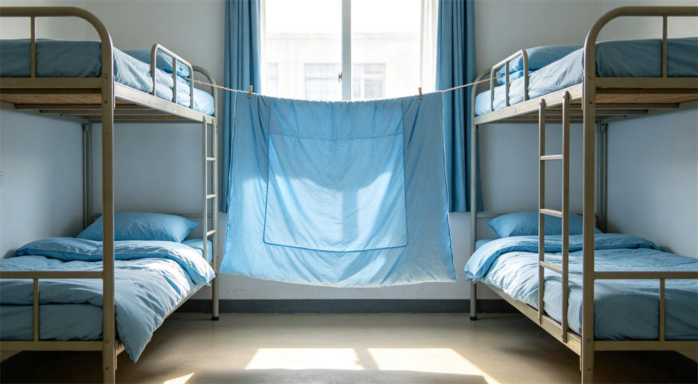 School dormitory bedding detail view for institutional procurement, durability performance testing School dormitory bedding detail view for institutional procurement, durability performance testing