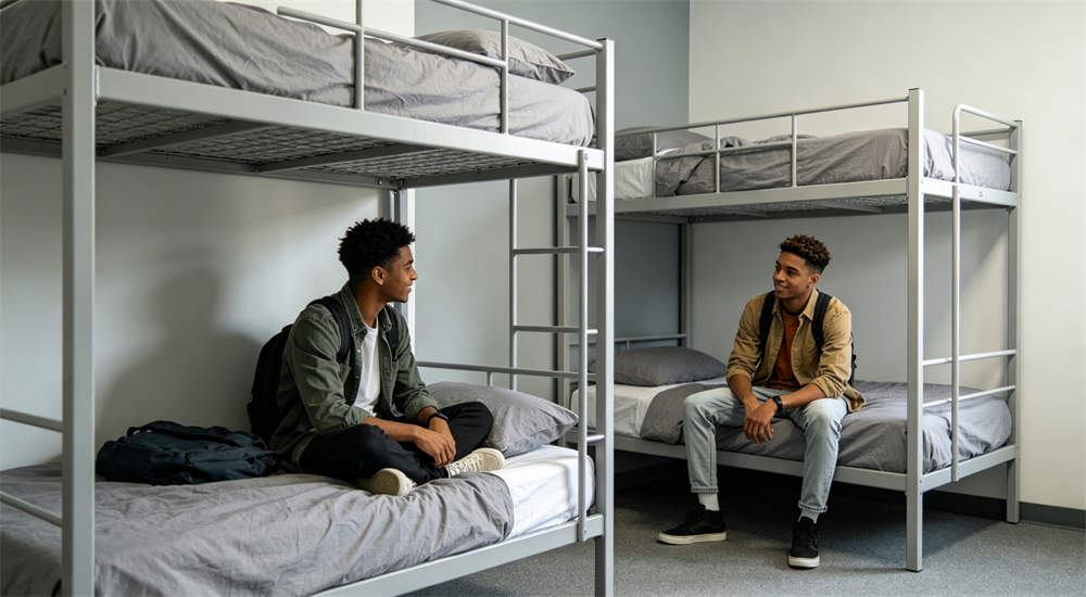 School dormitory bedding detail view for institutional procurement, production‑workmanship inspection School dormitory bedding detail view for institutional procurement, production‑workmanship inspection