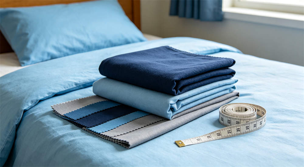 School dormitory bedding detail view for institutional procurement, pre‑shipment textile‑quality check