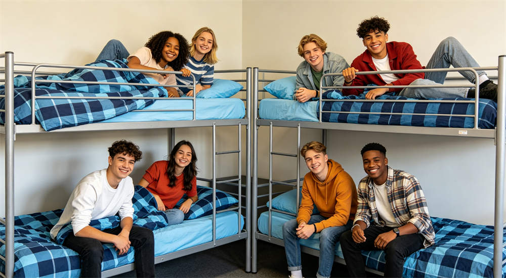 School dormitory bedding detail view for institutional procurement, meets campus purchase standards
