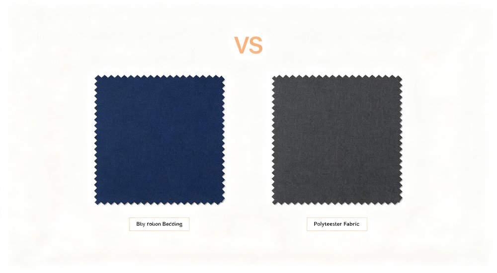 Eye-level view of workforce campcomparison polycotton white showing navy and grey institutional bedding for remote worker accommodation and industrial camp facilities Eye-level view of workforce campcomparison polycotton white showing navy and grey institutional bedding for remote worker accommodation and industrial camp facilities
